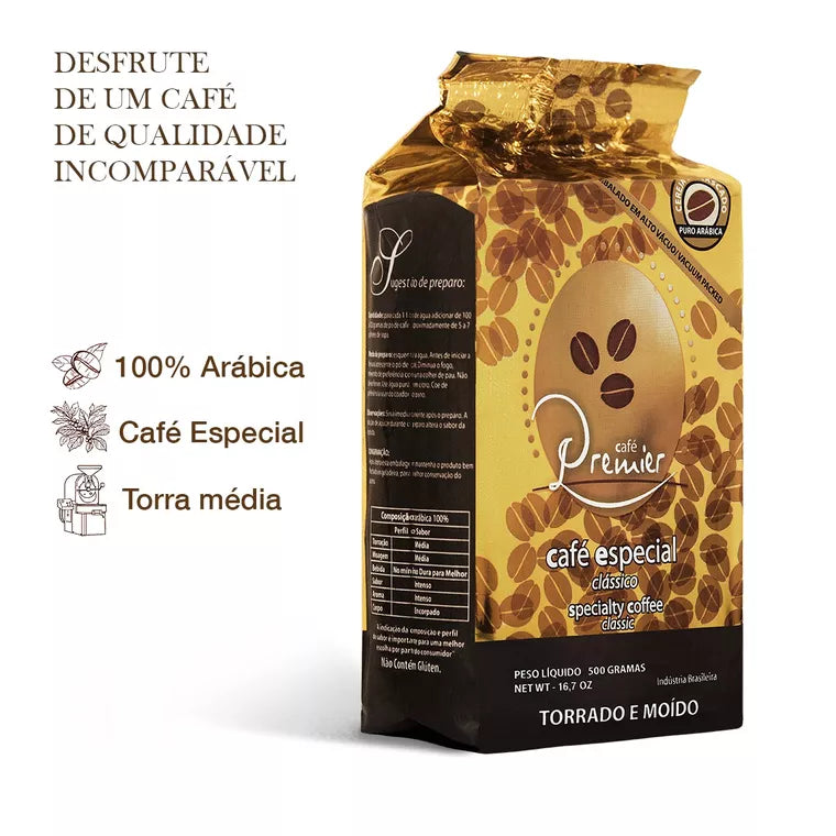 Café Premier Especial 500g em Pó à Vácuo – 100% Arábica, Torra Média